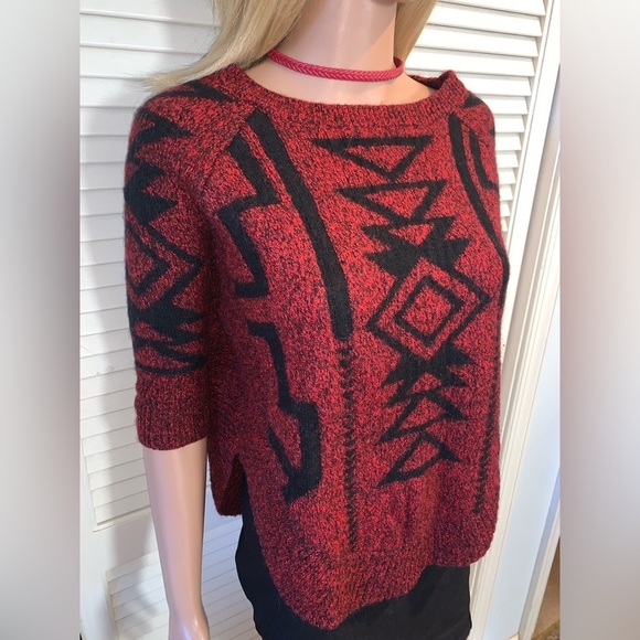 Express red Aztec wool blend sweater women’s XS - Picture 3 of 5